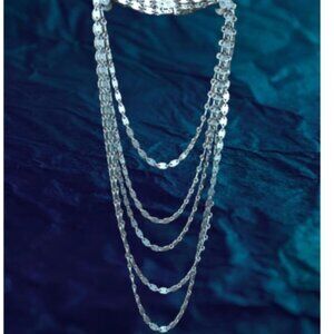 Vintage Stacked Silver Toned Glam Necklace - Heavy